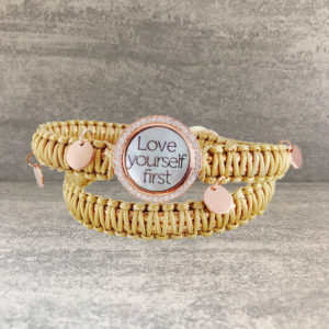 TAJANI BRACCIALE DOPPIOPUARINO CON BRILL E SCRITTA LOVE YOURSELF FIRST