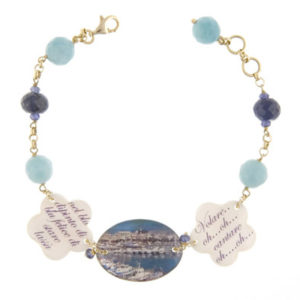 TAJANI BRACCIALE OVALE AVENTURINA AZZURRA