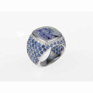 anello scudo zaffiri blu Tajani Roberta