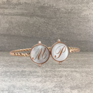 TAJANI BRACCIALE SCHIAVA PERSONALIZZATO CON LETTERE M E P IN MARRONE