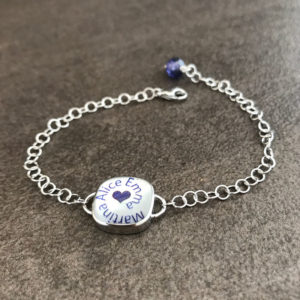 TAJANI BRACCIALE IN ORO BIANCO PERSONALIZZATO CON NOMI A FORMA DI SPIRALE COLORE BLUE